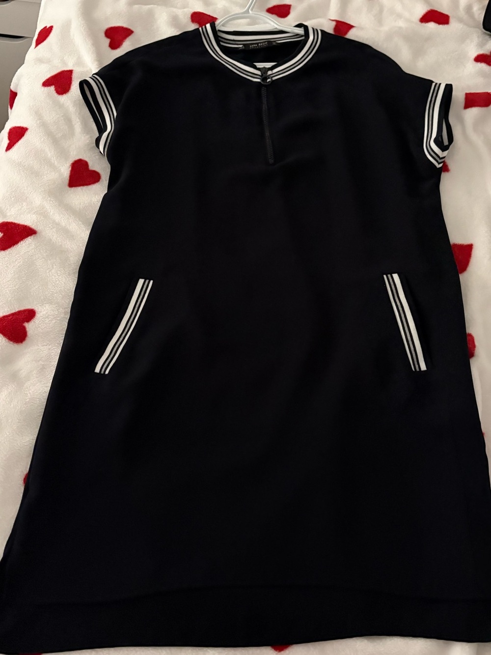 Zara Black Midi Dress with White Trim
